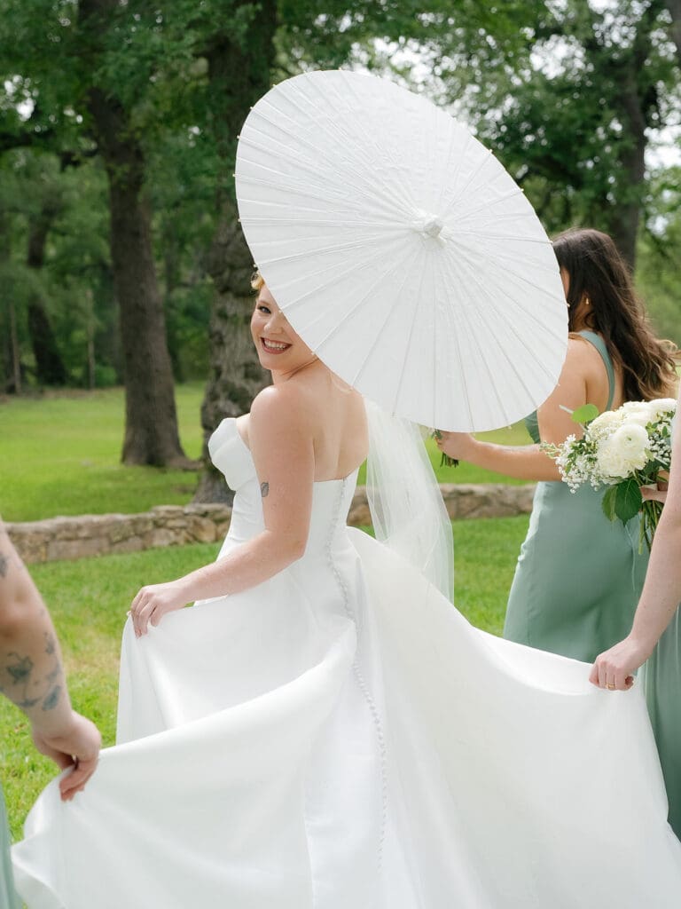 Dana smiling before her Addison Grove wedding ceremony