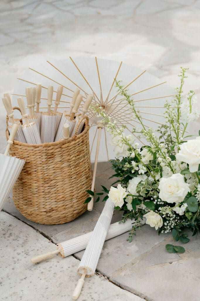 Wedding ceremony setup with natural florals at Addison Grove in Texas