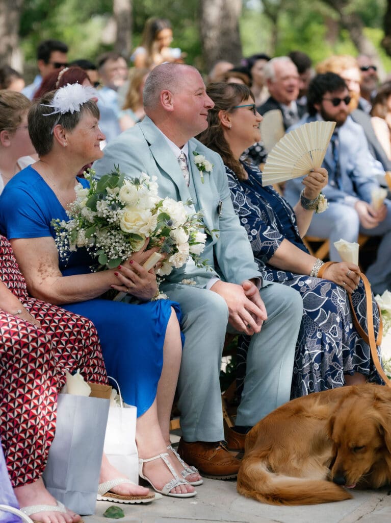 Wedding guests watching the ceremony at a Texas Hill Country venue