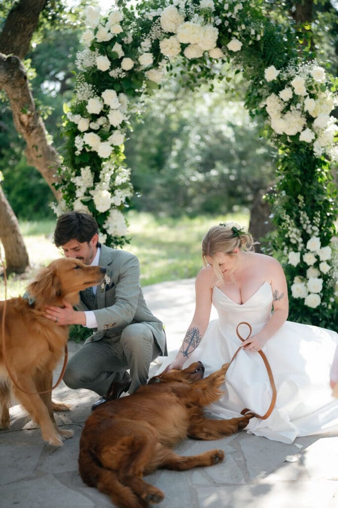 Dana and Jack sharing a laugh during their wedding portrait session