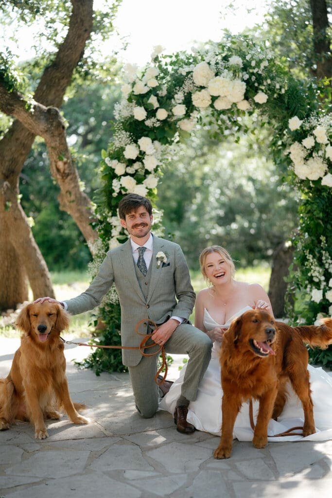 Dana and Jack sharing a laugh during their wedding portrait session