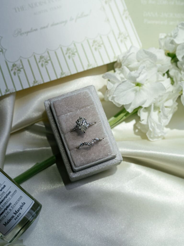 Wedding details and florals at a Texas Hill Country reception