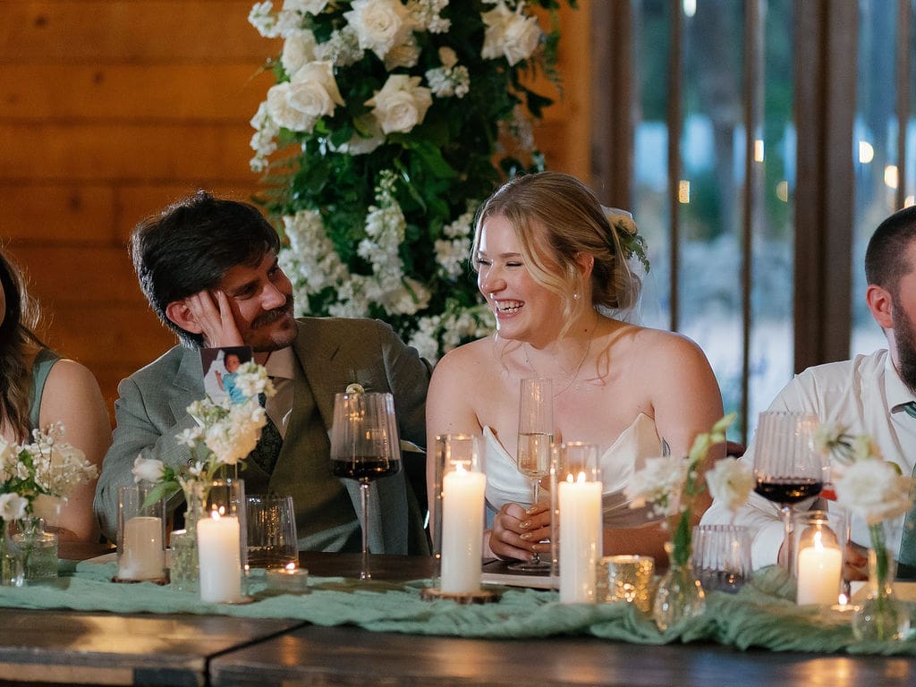 Joyful newlyweds Dana and Jack at their Addison Grove wedding venue in Austin