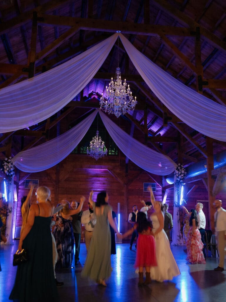 Guests dancing and celebrating at a Texas Hill Country wedding reception